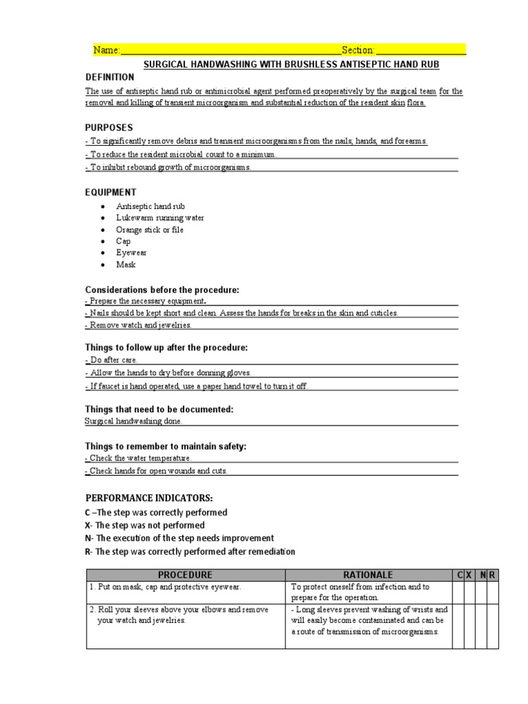 Brushless Surgical Handwashing Guide | PDF | Hand Washing