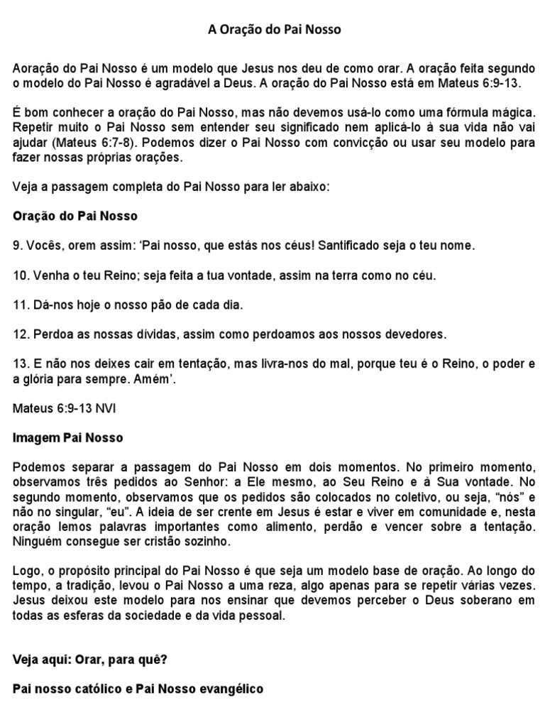 Oração do Pai Nosso: significado e explicação passo a passo - Respostas  Bíblicas