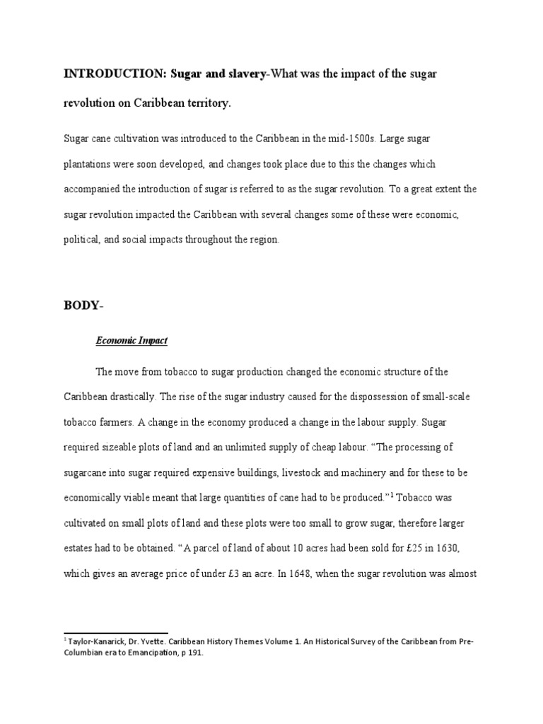 The Far-Reaching Impacts of the Sugar Revolution in the Caribbean | PDF ...