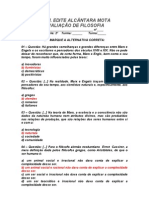 Avaliação de Filosofia - 2º Ano / 2º Bimestre