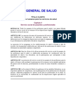 Ley General de Salud: Título Cuarto Recursos Humanos para Los Servicios de Salud