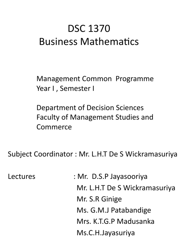 Business Mathematics Course Overview | PDF | Career & Growth | Business