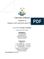 University of Barisal: Assignment On Summary On The Coastal Water Policy of Bangladesh. Sociology of Religion