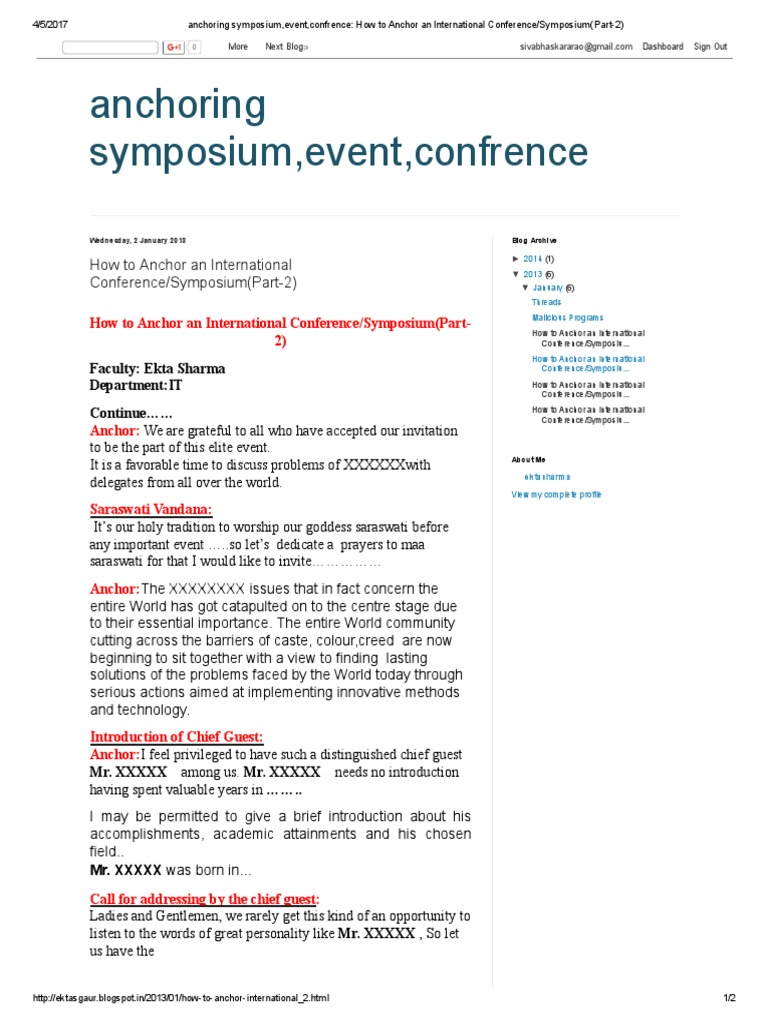 Anchoring Script for Conferences | PDF | Career & Growth | Art