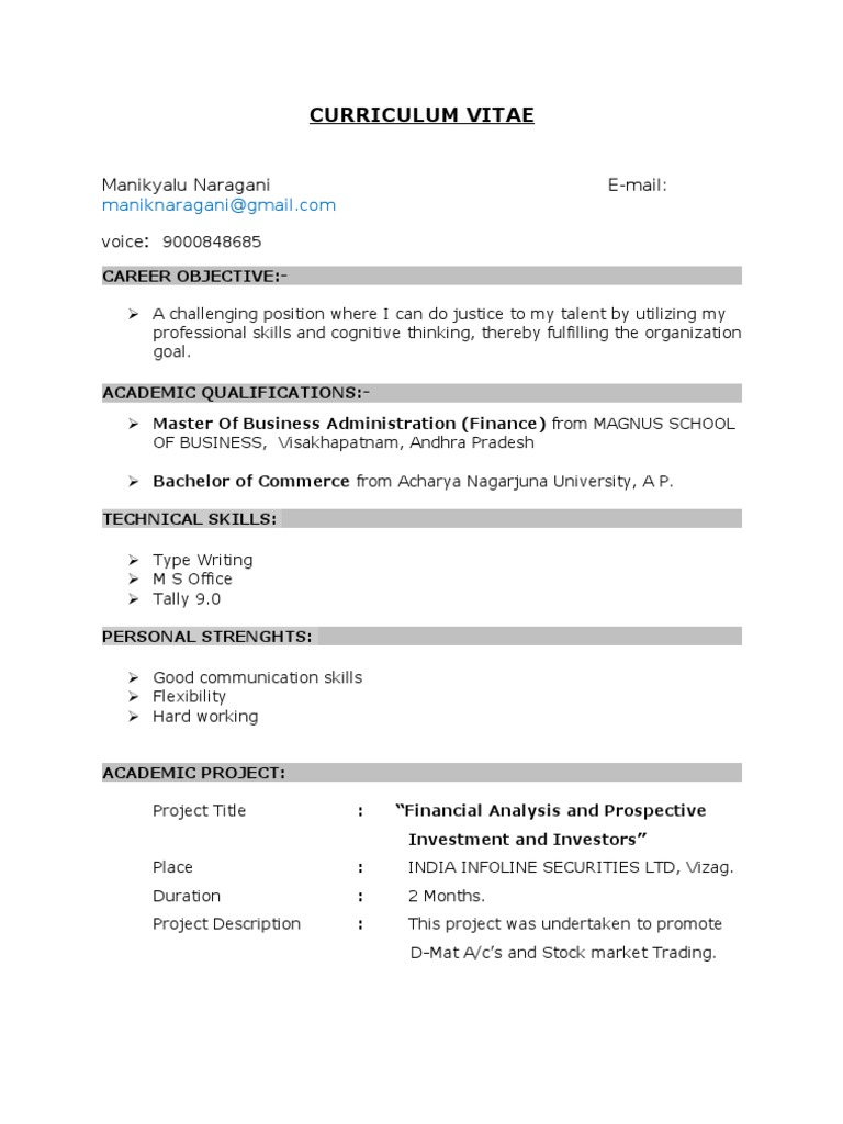 Manikyam CV (1) (1) (1) (1) - 2 | PDF | Career & Growth | Business