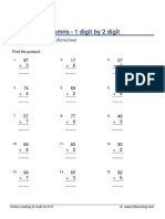 Multiply in Columns - 1 Digit by 2 Digit: Grade 3 Multiplication Worksheet