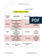 Weekly Follow Up Sheet: Weekly Plan SUN / MON Tue / Wed Thur