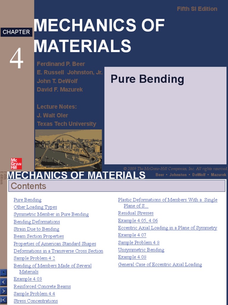 4 Pure Bending | PDF | Bending | Deformation (Engineering)