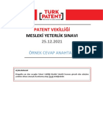 2022 Patent Vekilliği Mesleki Yeterlik Sınavı Örnek Cevap Anahtarı