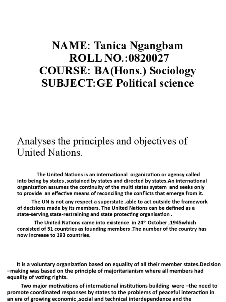 Sociology Students: UN Principles | PDF | World Politics | United Nations