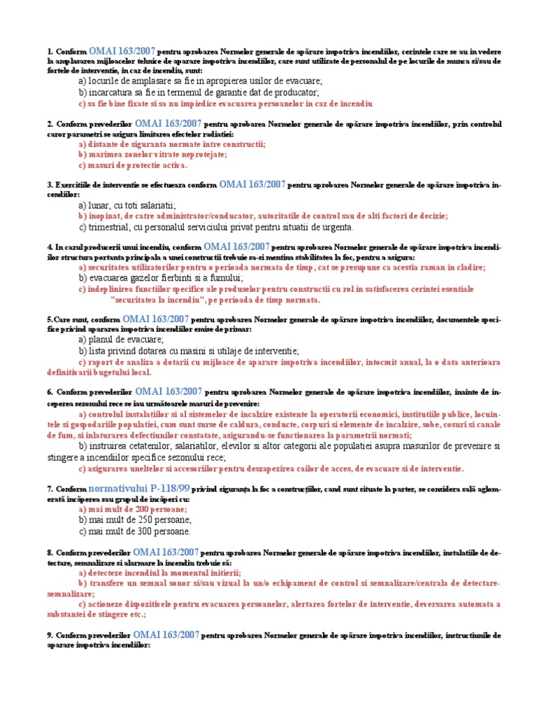 IntrebariRaspunsuri (1-17) Test Grila Final | PDF