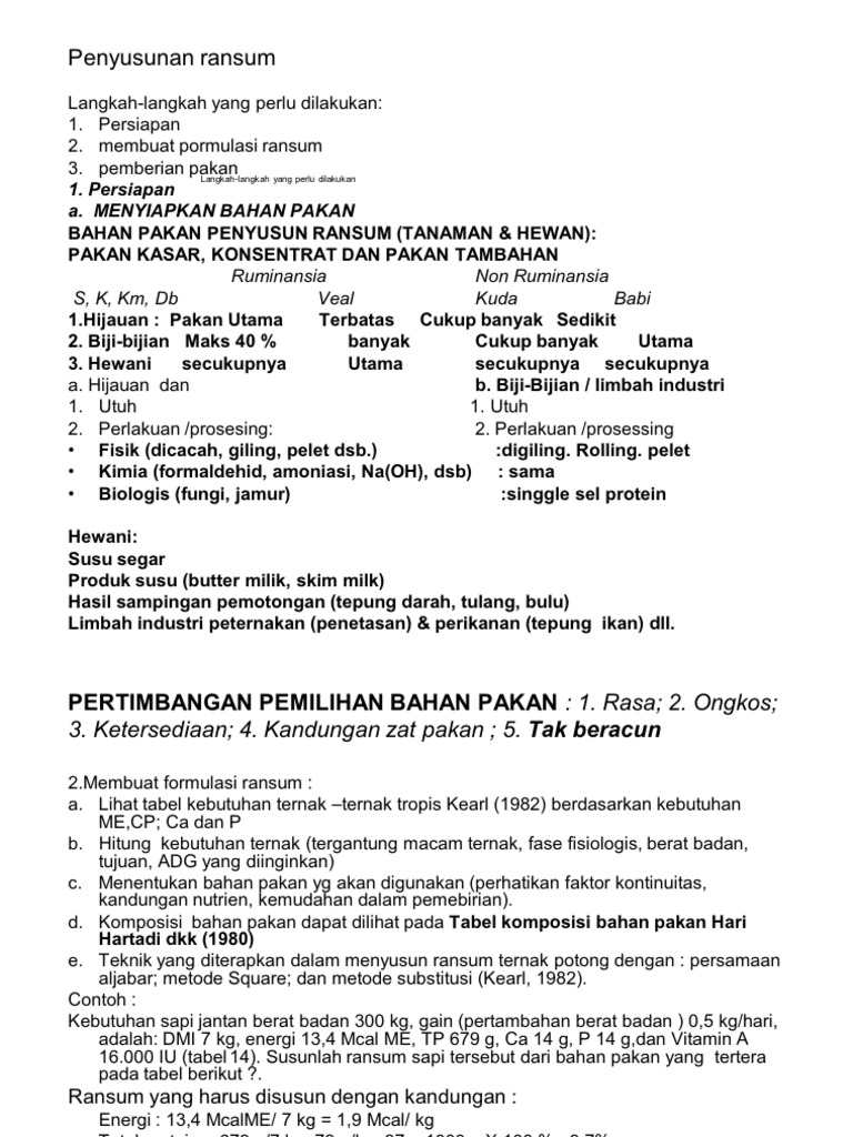 Penyusunan Ransum | PDF | Kesehatan Holistik