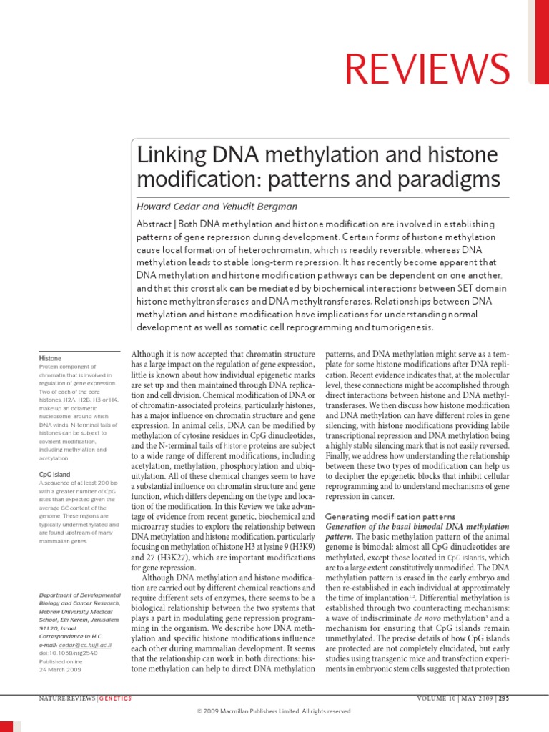 Linking DNA Methyl at Ion and Histone Modification Patterns and ...