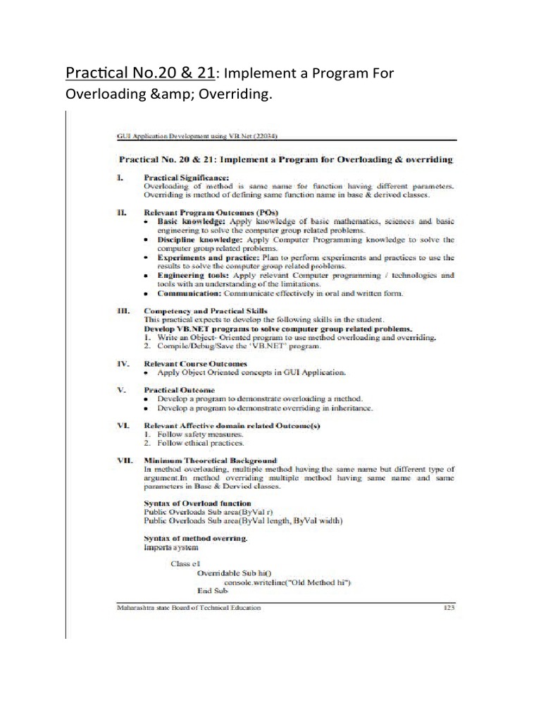 Practical No.20 & 21:: Implement A Program For Overloading & Overriding ...