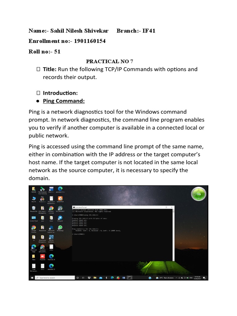 TCP/IP Command Usage and Outputs | PDF | Computer Network | Network ...