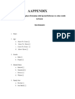 Aappendix: A Study On Employee Retention With Special Reference To Atlas Textile in Karur Questionnaire