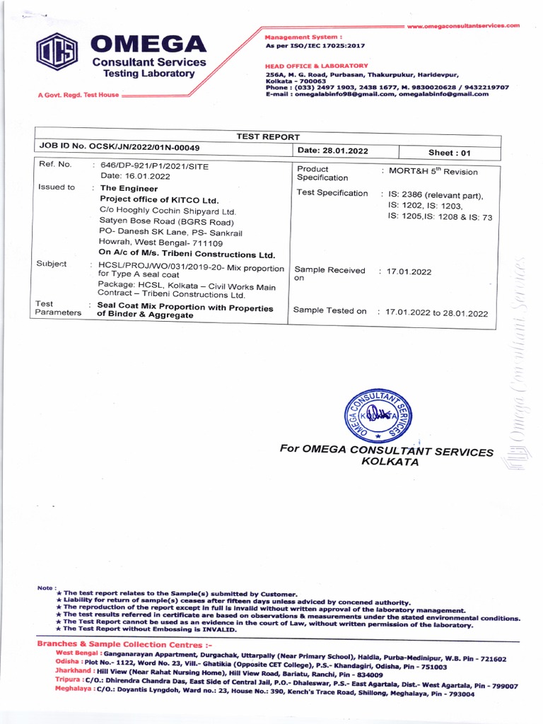 Seal Coat Mix Design Report | PDF | Physical Quantities | Materials