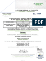 Certificado de conformidad de cable eléctrico