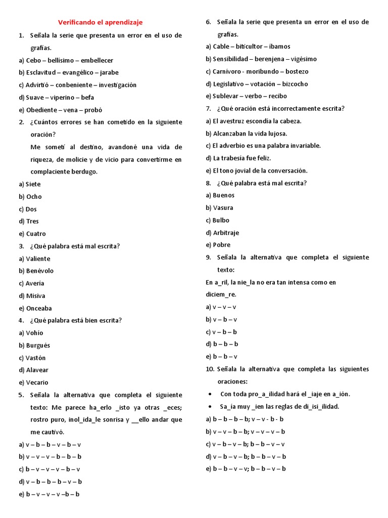 Práctica Del Uso de B y V | PDF