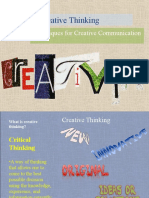 Creative Thinking: Techniques For Creative Communication