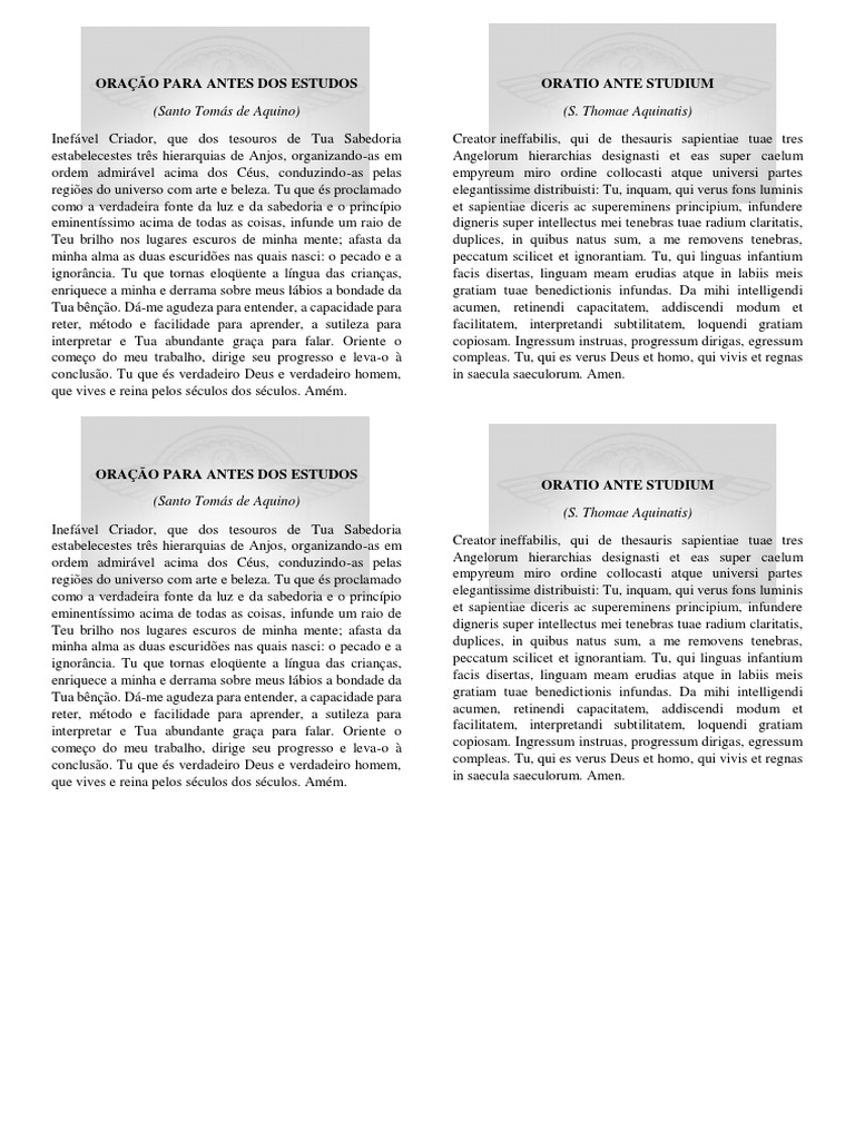 Oração para Antes Dos Estudos PDF Crença e doutrina religiosa Metafísica da religião