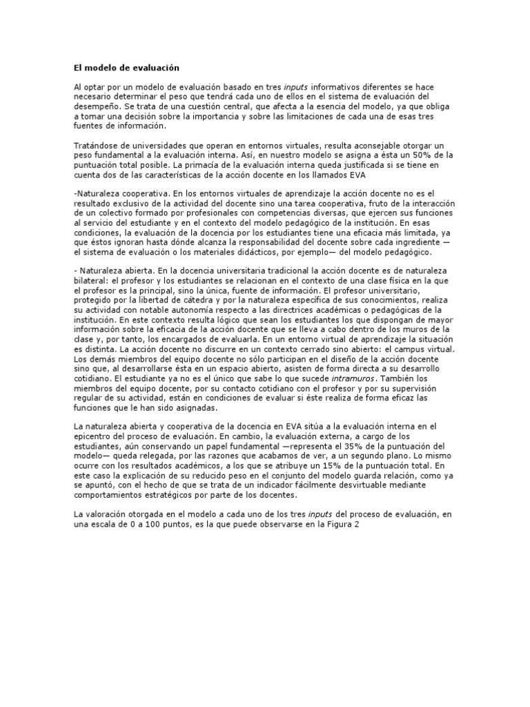 Modelo de Evaluación Docente en EVA | PDF | Evaluación | Maestros