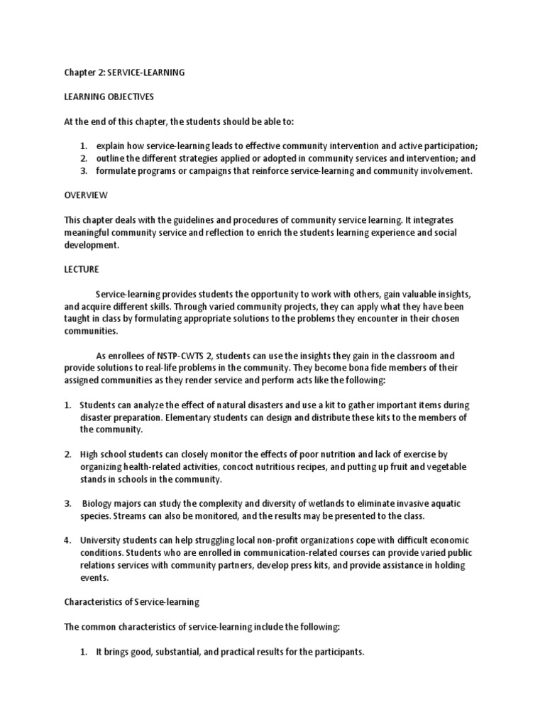 Chapter 2 Service Learning | PDF | Service Learning | Cognition