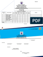 Department of Education: Consolidated of Leveled Pupils (Form 3C) (Purok Yolanda) S. Y. 2021 - 2022