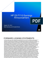 Q3 10 HP Q3 FY10 Earnings Announcement: August 19, 2010