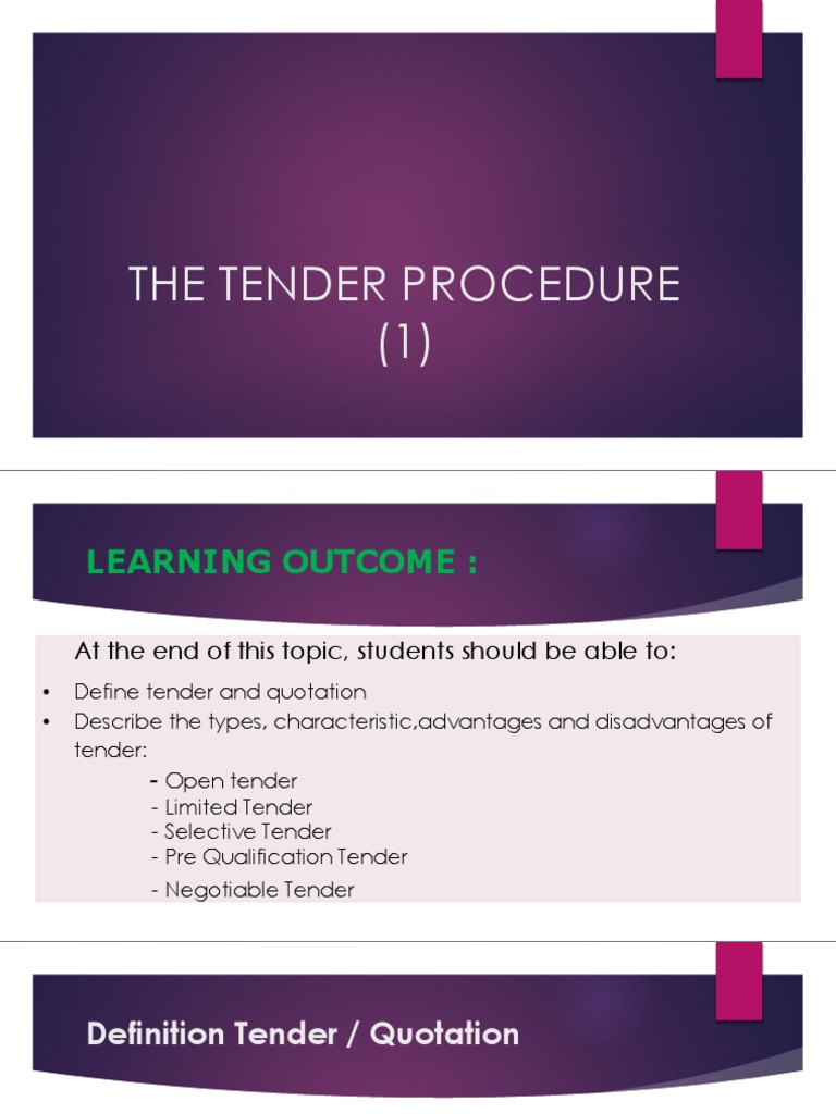 Tender Procedures Explained | PDF | General Contractor | Employment