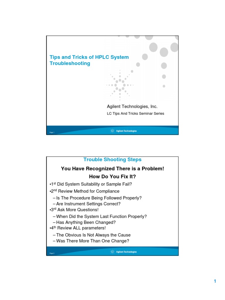 Tips and Tricks HPLC Troubleshooting Agilent High Performance Liquid