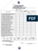 Pre-Reading Evaluation in English: Department of Education