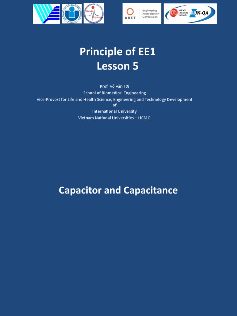 Principle of EE1 Lesson 5 PDF Capacitor Capacitance