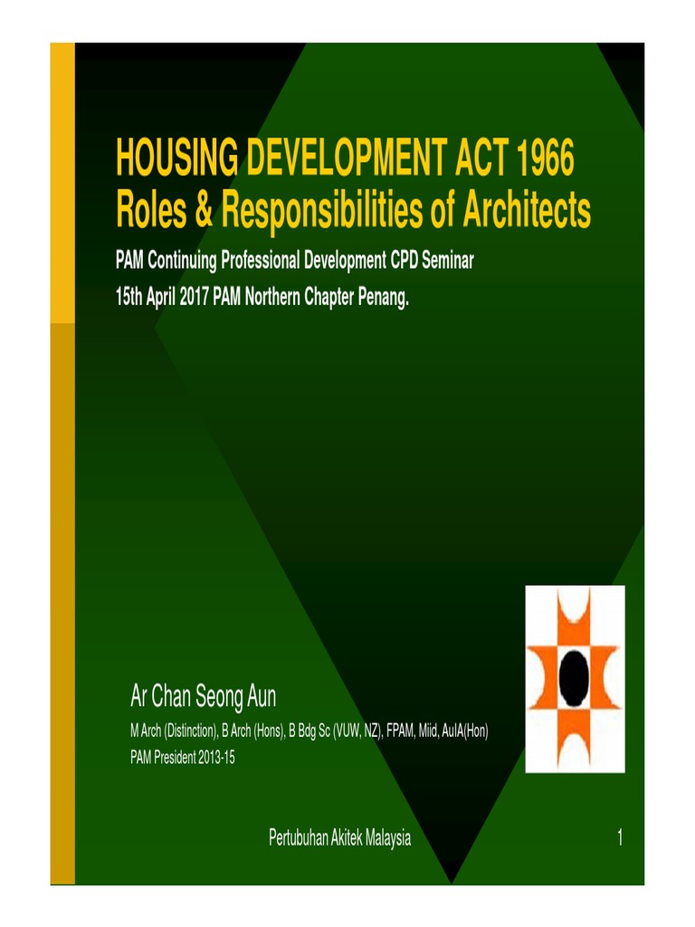 Housing Development Act 1966 Roles & Responsibilities of Architects PDF Wall Sanitary Sewer