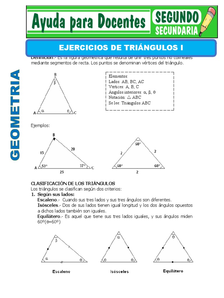 Ejercicios de Triangulos I para Segundo de Secundaria | PDF | Triángulo ...