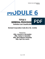 Title I General Provisions: Definition and Classification Revised Corporation Code (R.A. No. 11232)