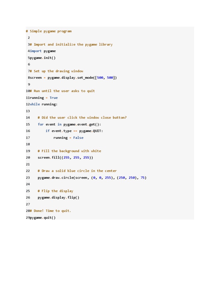 Simple Pygame Program | PDF