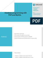 Database Programming With PHP and Mysql: Department of Computer Engineering