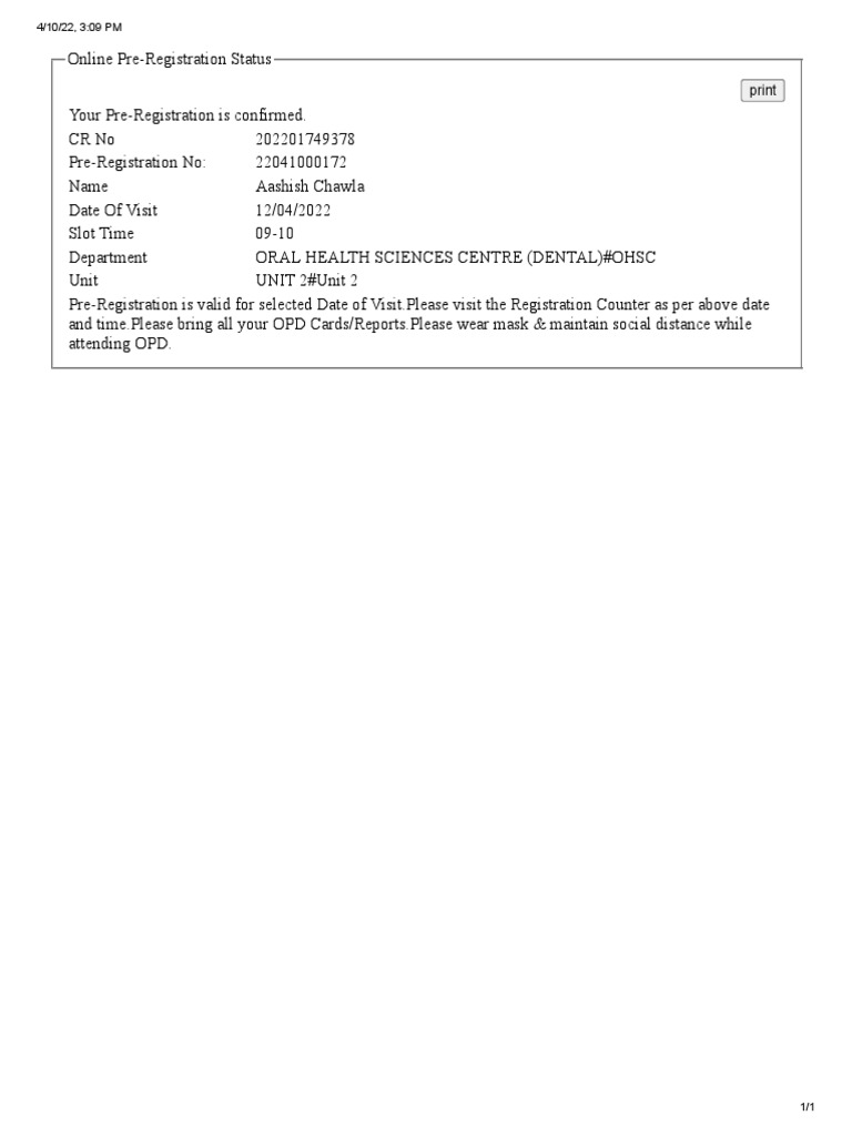 Dental Appointment PDF