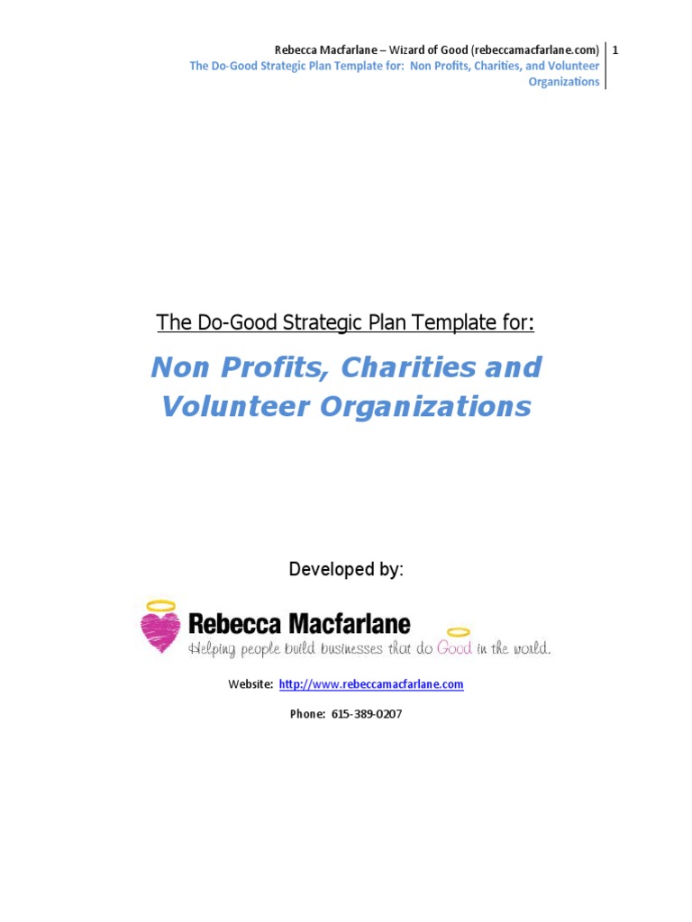 Macfarlane Strategic Plan Template Non Profits Charities and Volunteer