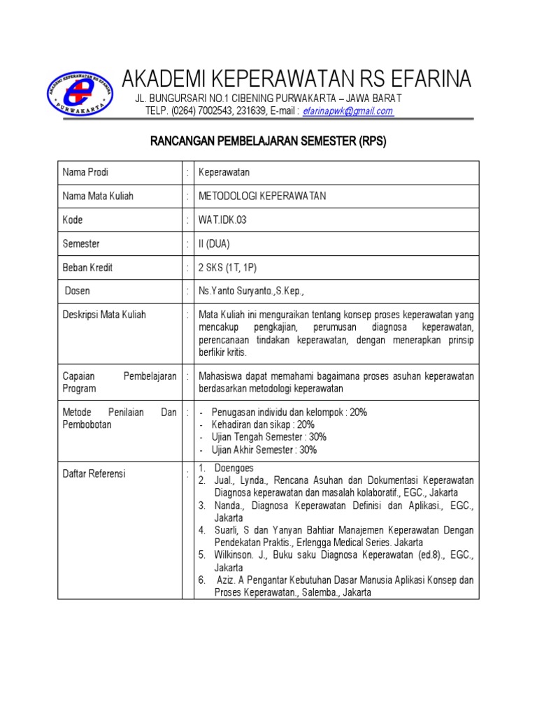 RPS Metodologi Keperawatan Semester II | PDF
