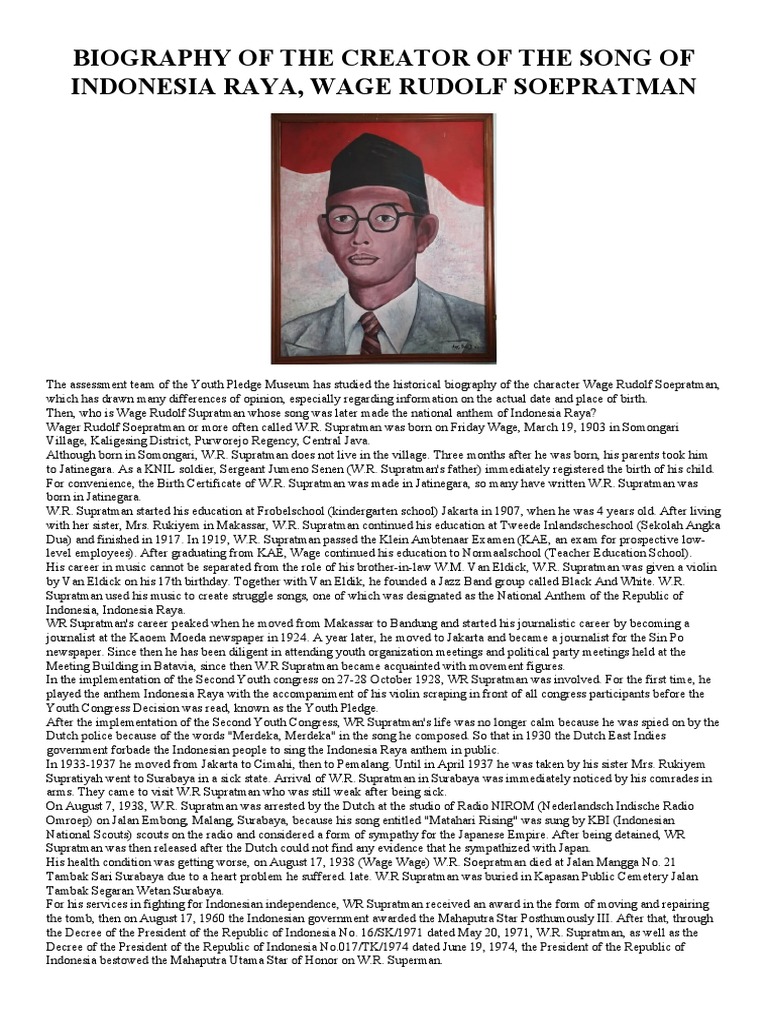 write short biography about hero of indonesia