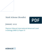 Mark Scheme (Results) January 2022: Pearson Edexcel International Advanced Level in Biology (WBI12) Paper 01