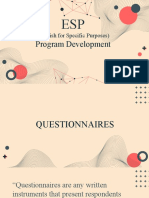 Program Development: (English For Specific Purposes)
