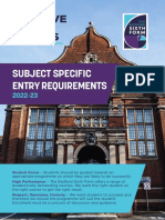 Subject Specific Entry Requirements: Student Focus High Performance