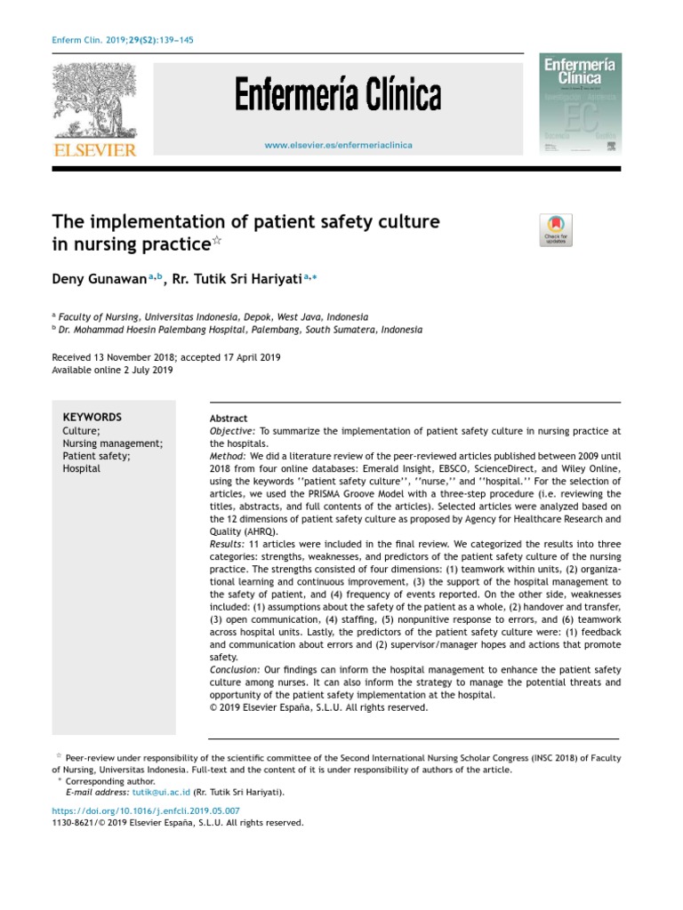 The Implementation of Patient Safety Culture Deny Gunawan - Compressed ...