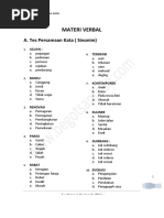 Materi Verbal A Tes Persamaan Kata Sinonim 1 Tes Potensi Akademik Tpa