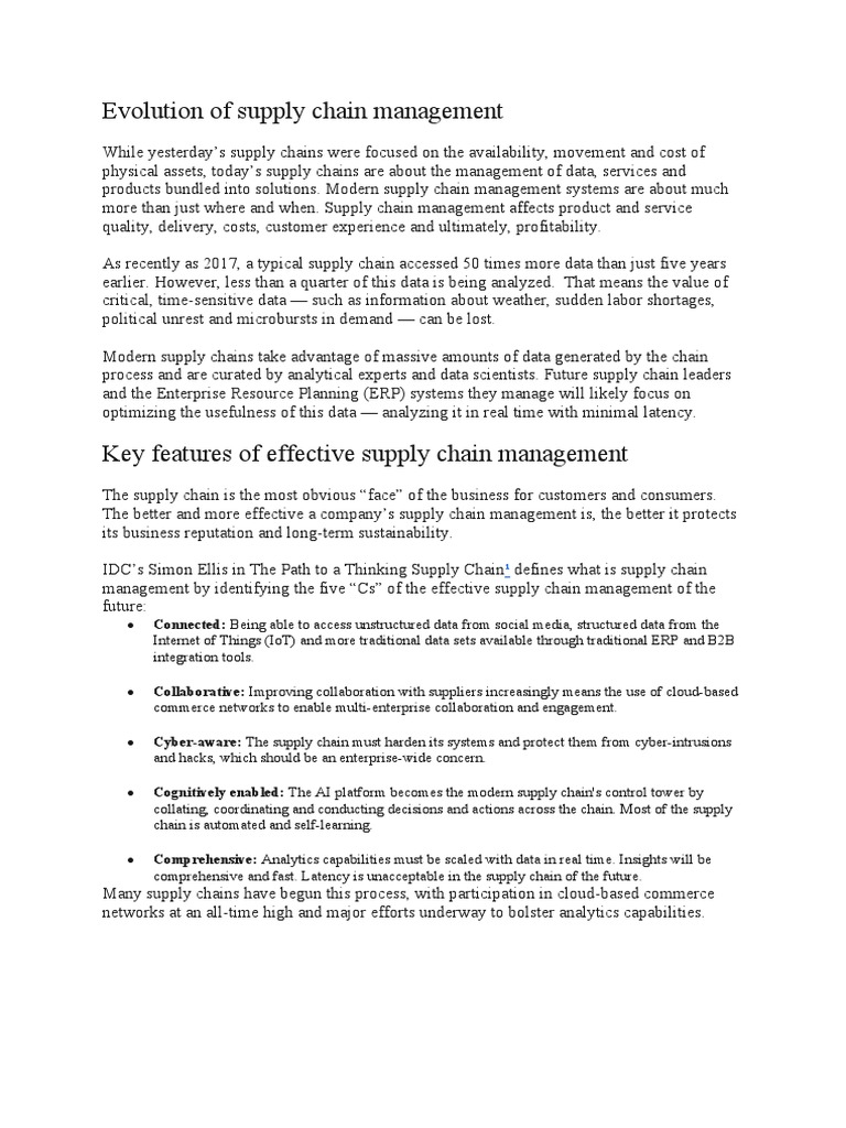 Evolution of Supply Chain Management | PDF | Supply Chain | Supply ...