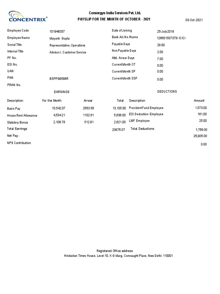 convergys-india-services-pvt-ltd-payslip-for-the-month-of-october