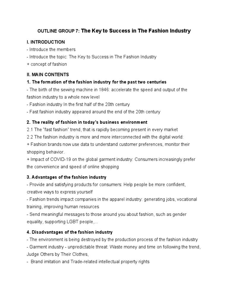 The Key To Success in The Fashion Industry | PDF | Social Science